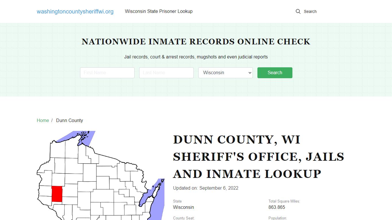 Dunn County WI Sheriff's Office, Jails and Inmate Lookup