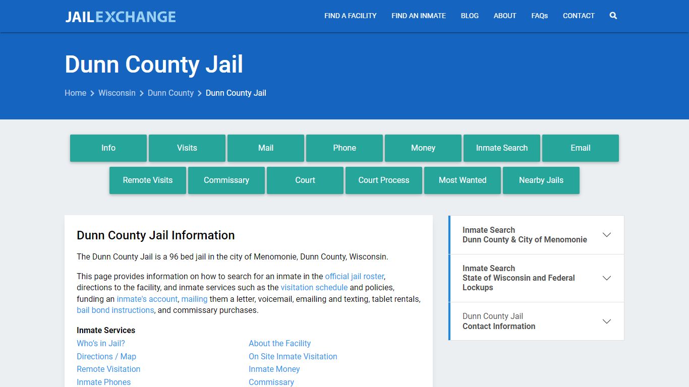 Dunn County Jail, WI Inmate Search, Information